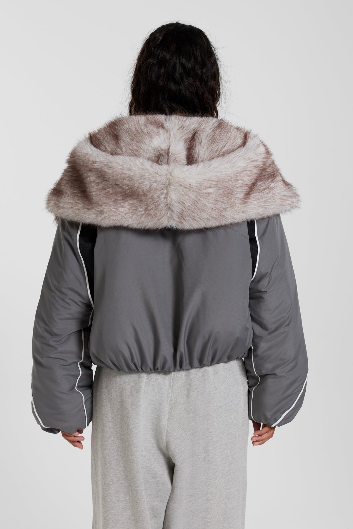 Vapor Fur Hood Bomber Jacket