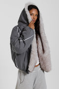 Vapor Fur Hood Bomber Jacket