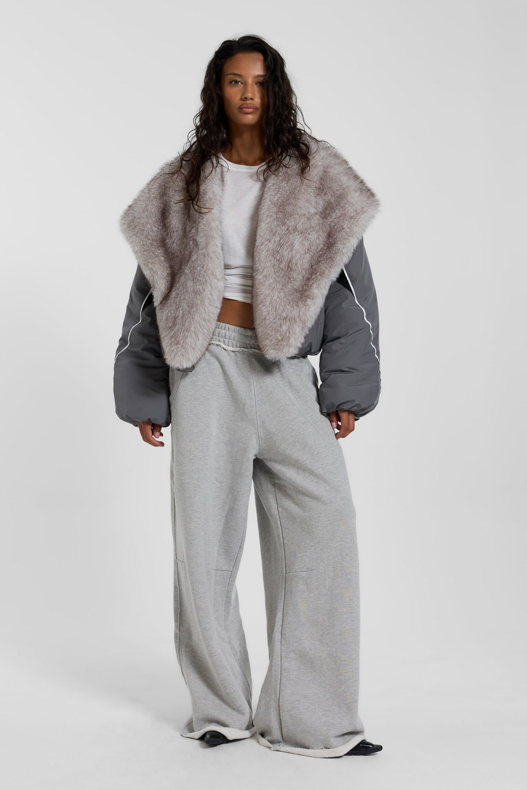 Vapor Fur Hood Bomber Jacket