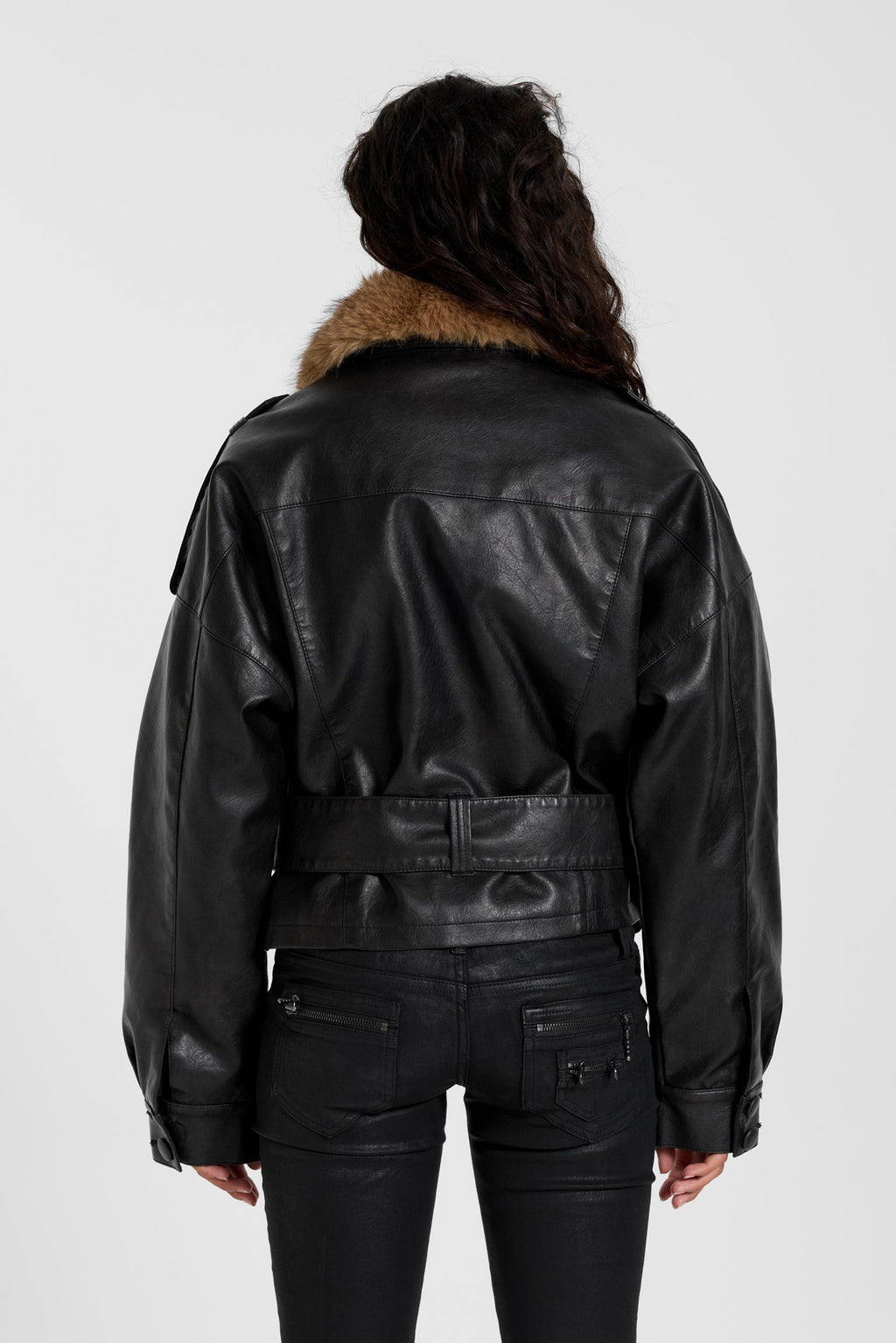 Sydney PU Leather Belted Jacket