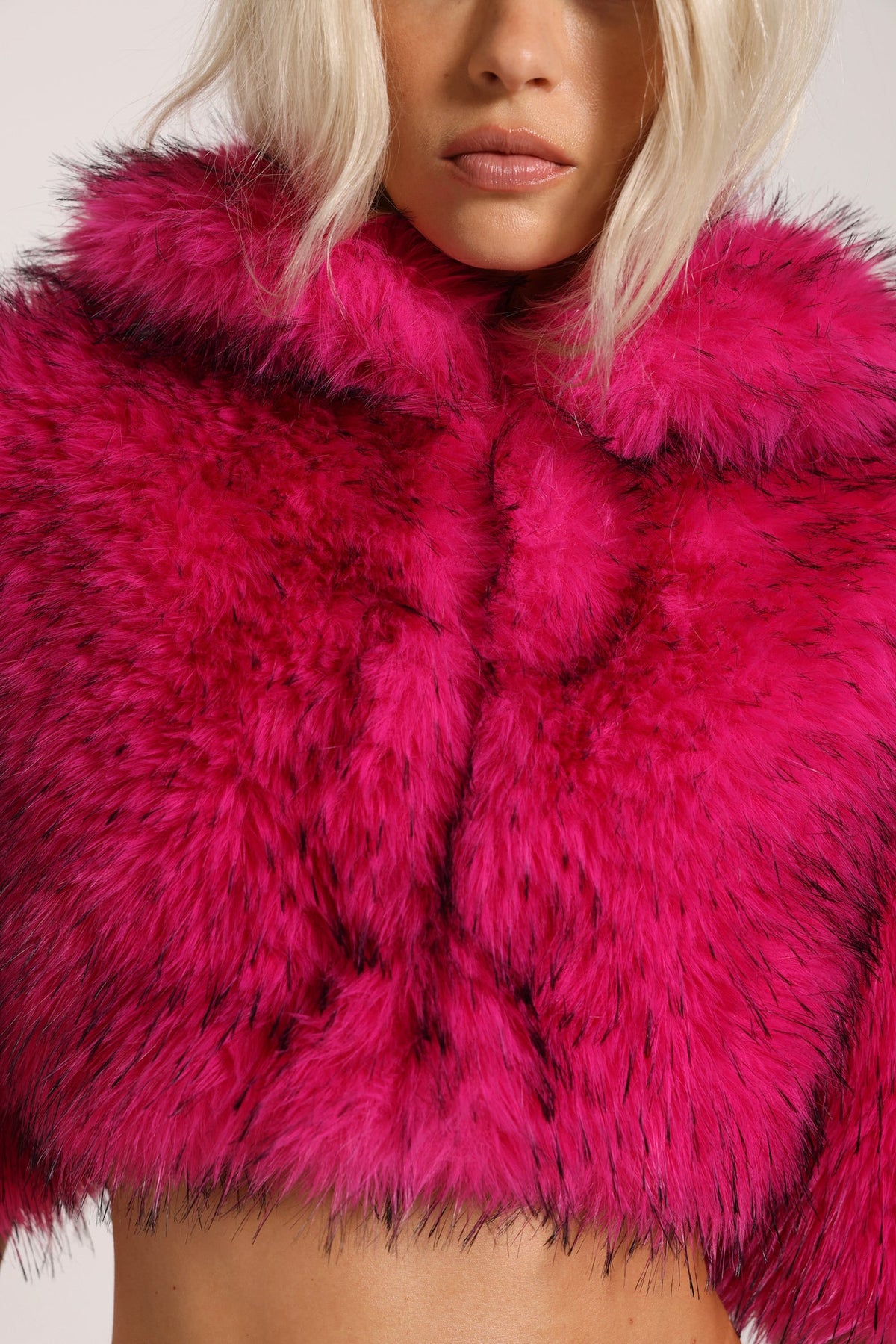 Avlon Faux Fur Crop Jacket in Pink