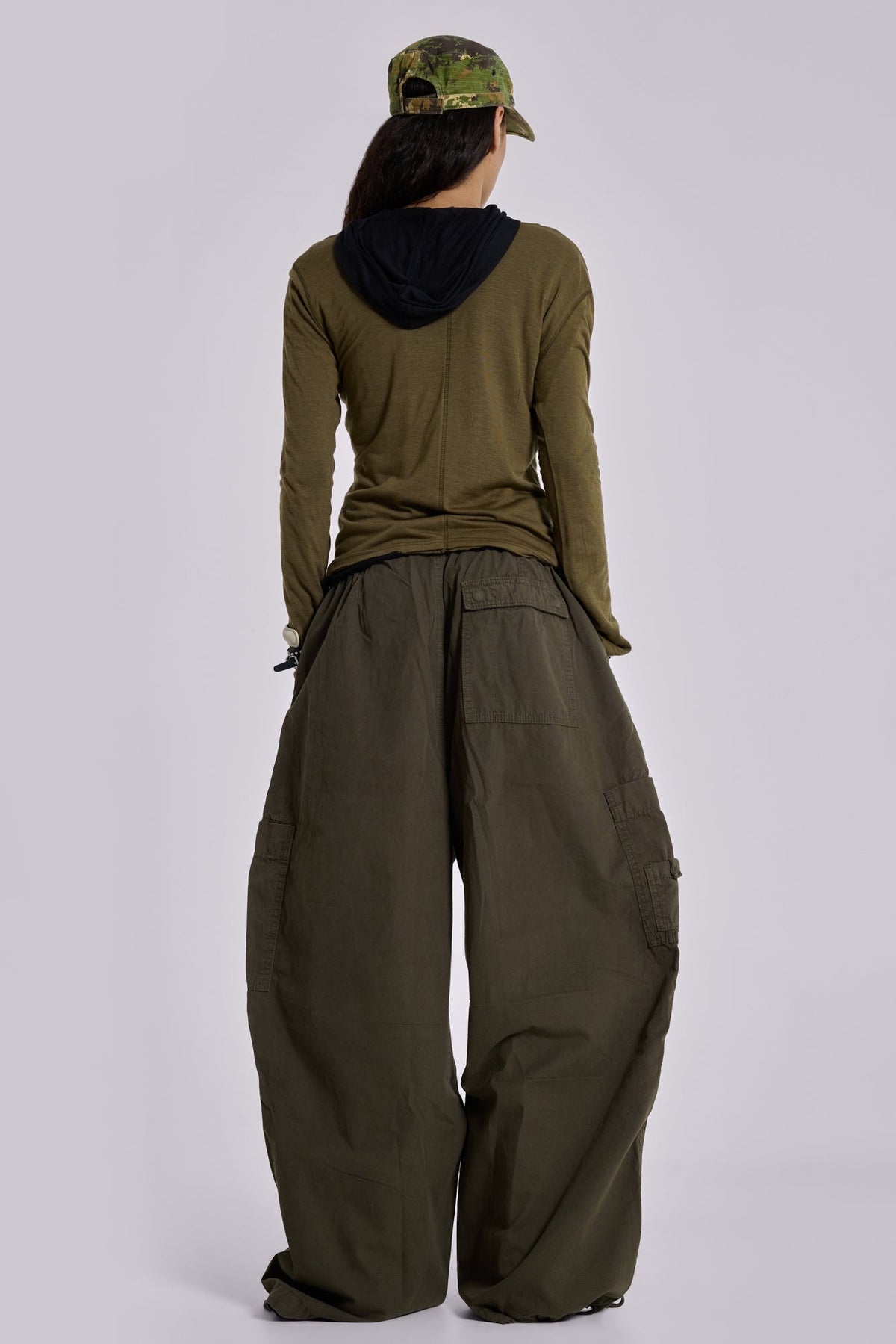 Khaki Parachute Cargo Pants