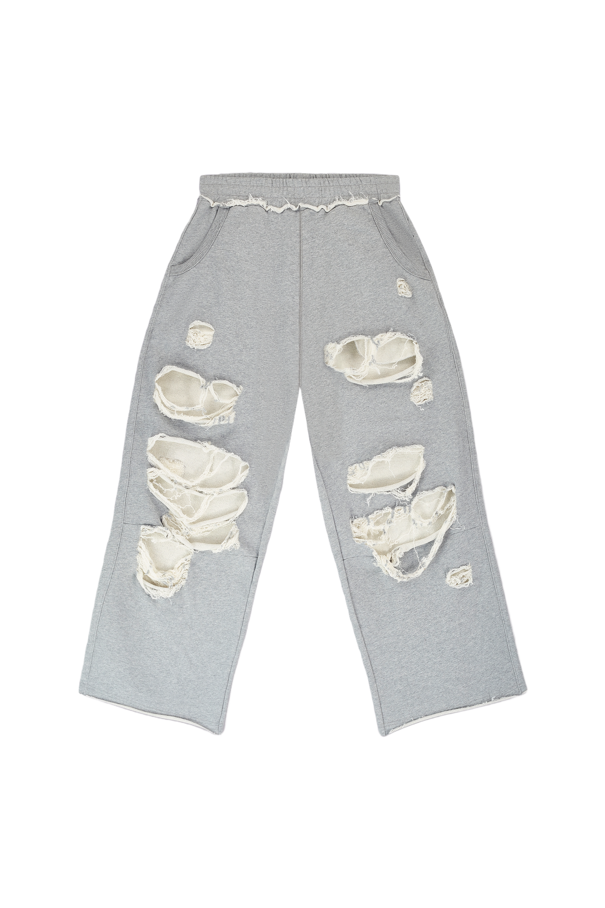 Distressed Grey Marl Baggy Monster Joggers