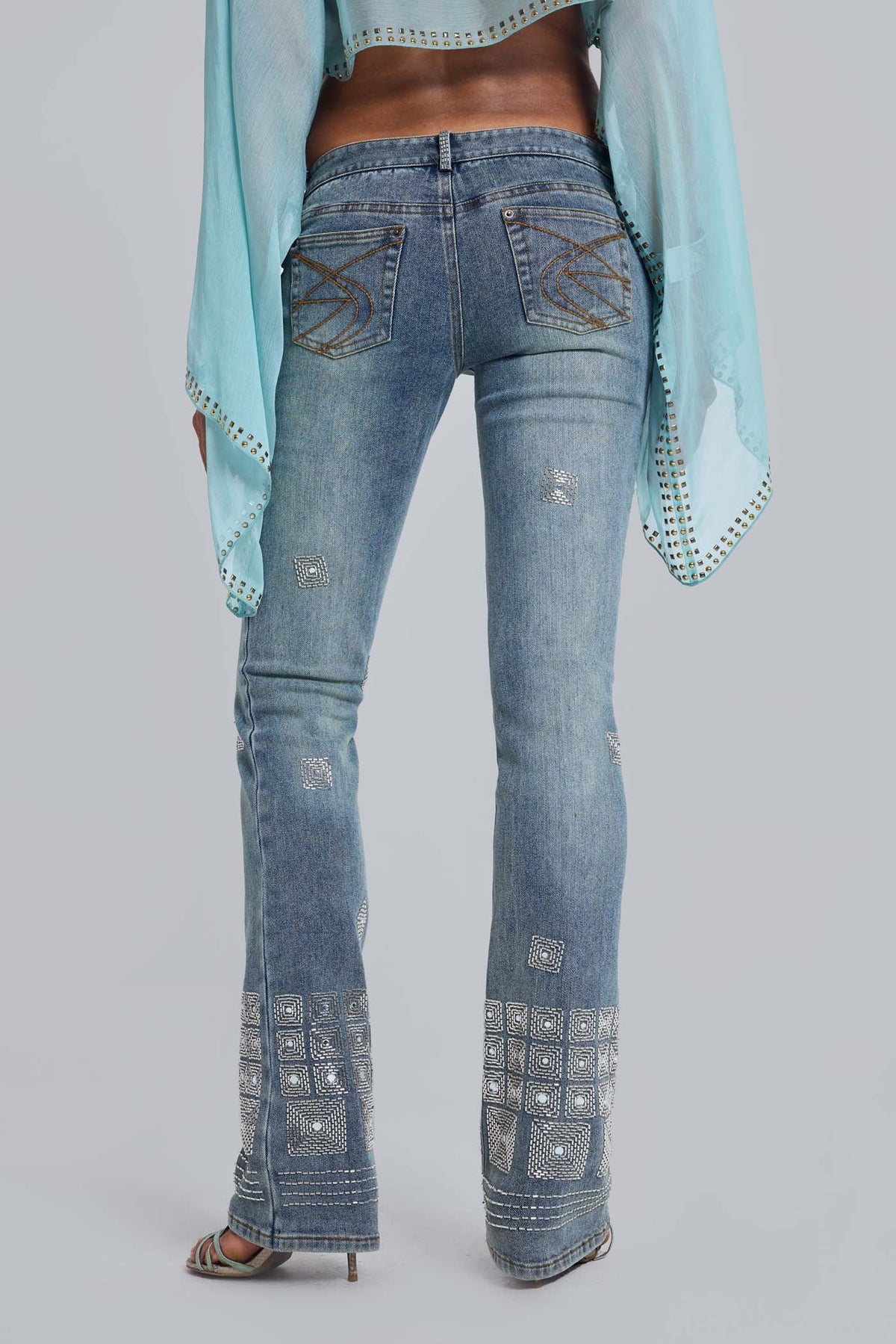 Hand-Beaded Bootcut Cooper Jeans