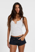 Sheer Henley Vest in White