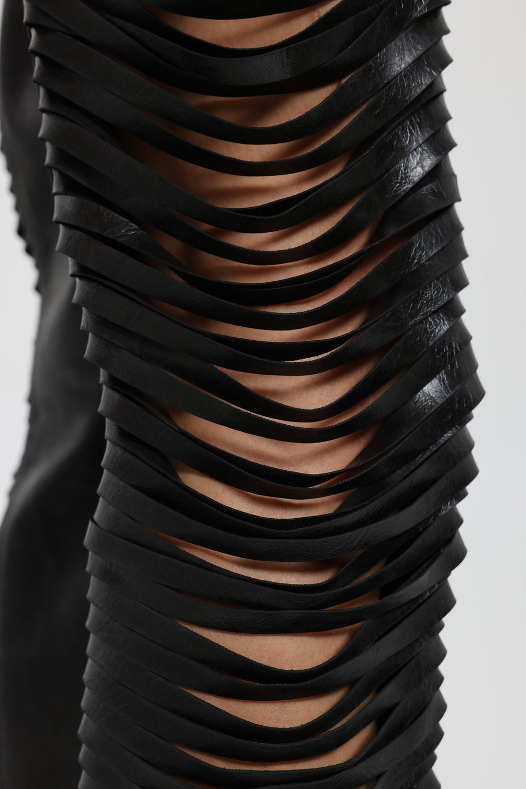 Norien Slashed PU Leather Trousers