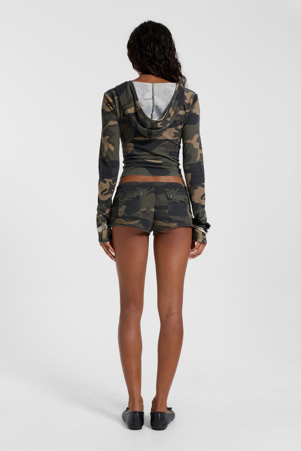 Janie Camo Waffle Mini Shorts