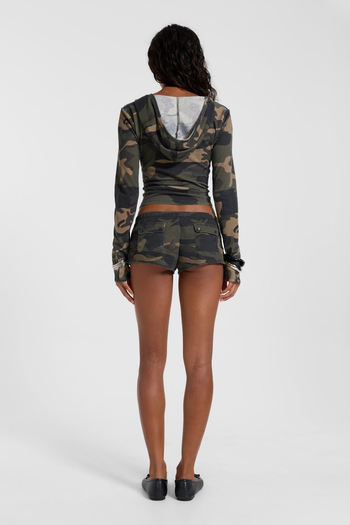 Janie Camo Waffle Mini Shorts