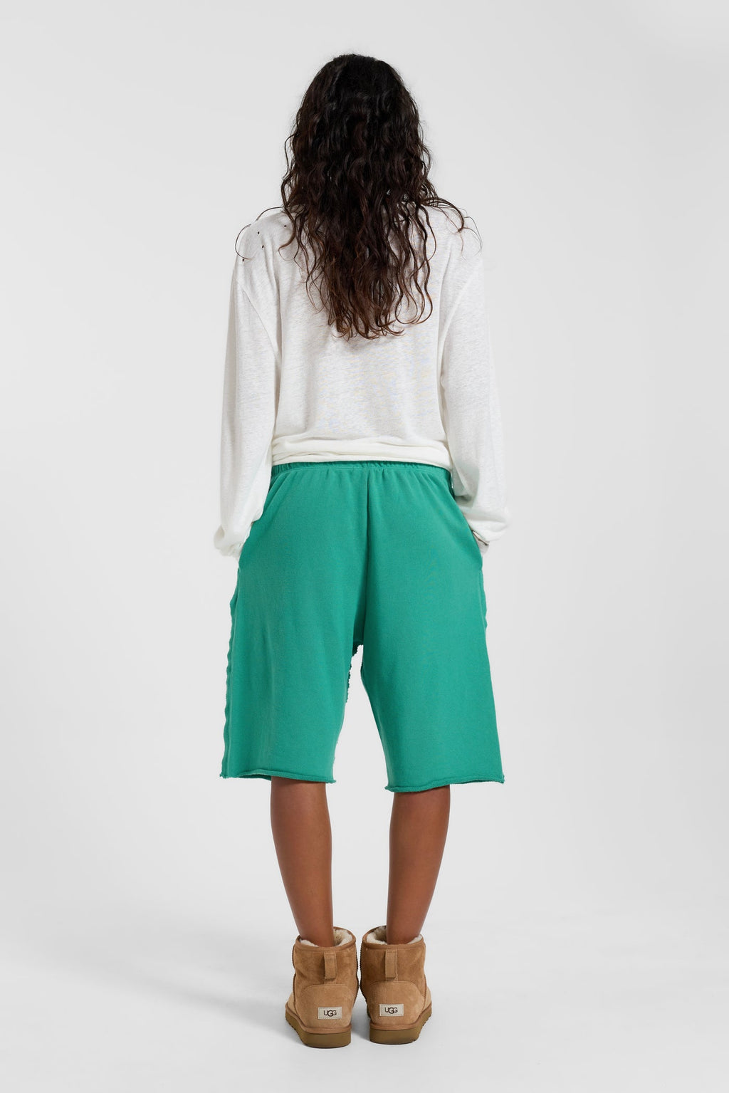 Cleo Slouchy Jogger Shorts in Green