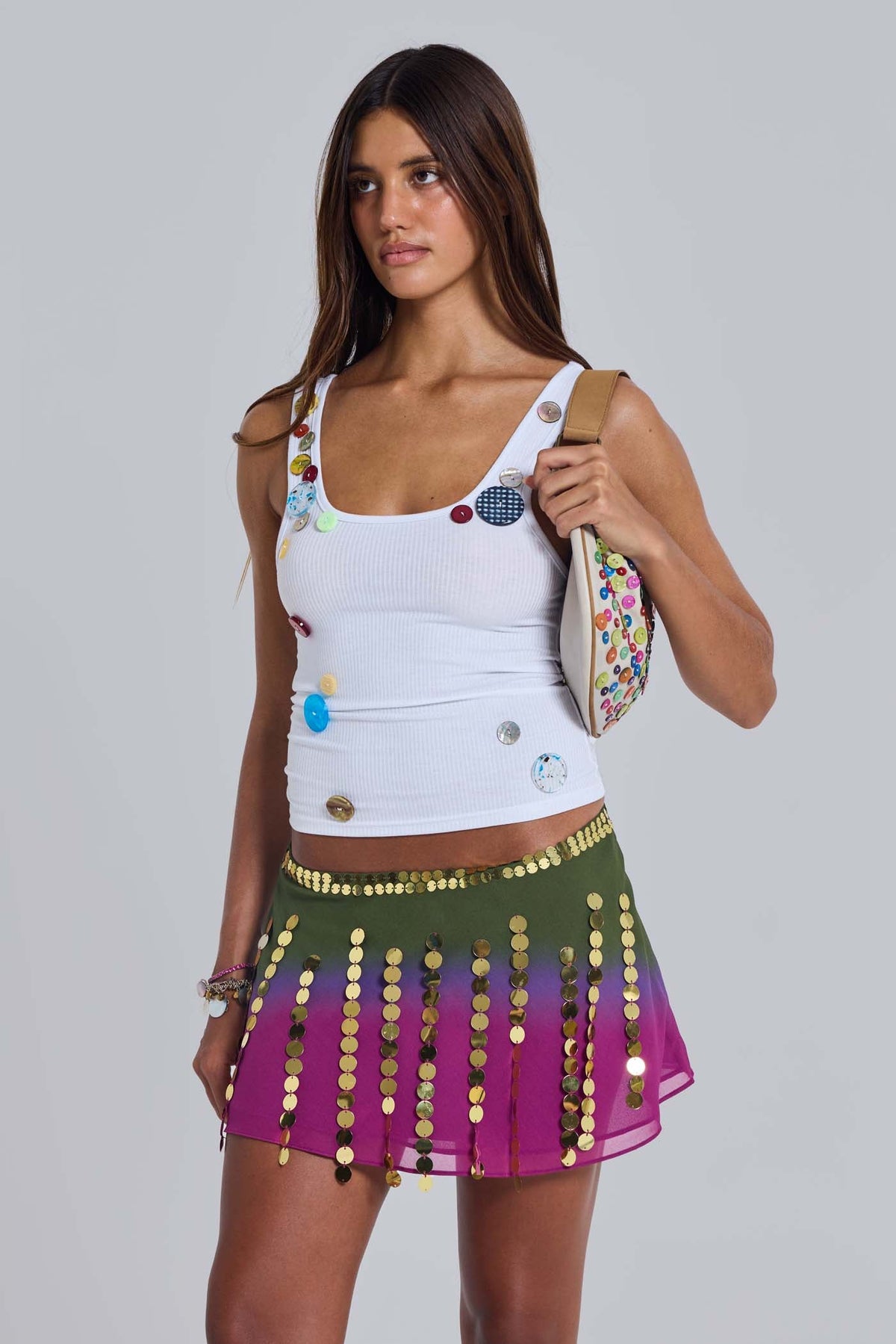 Minifalda Vireya con adornos degradada