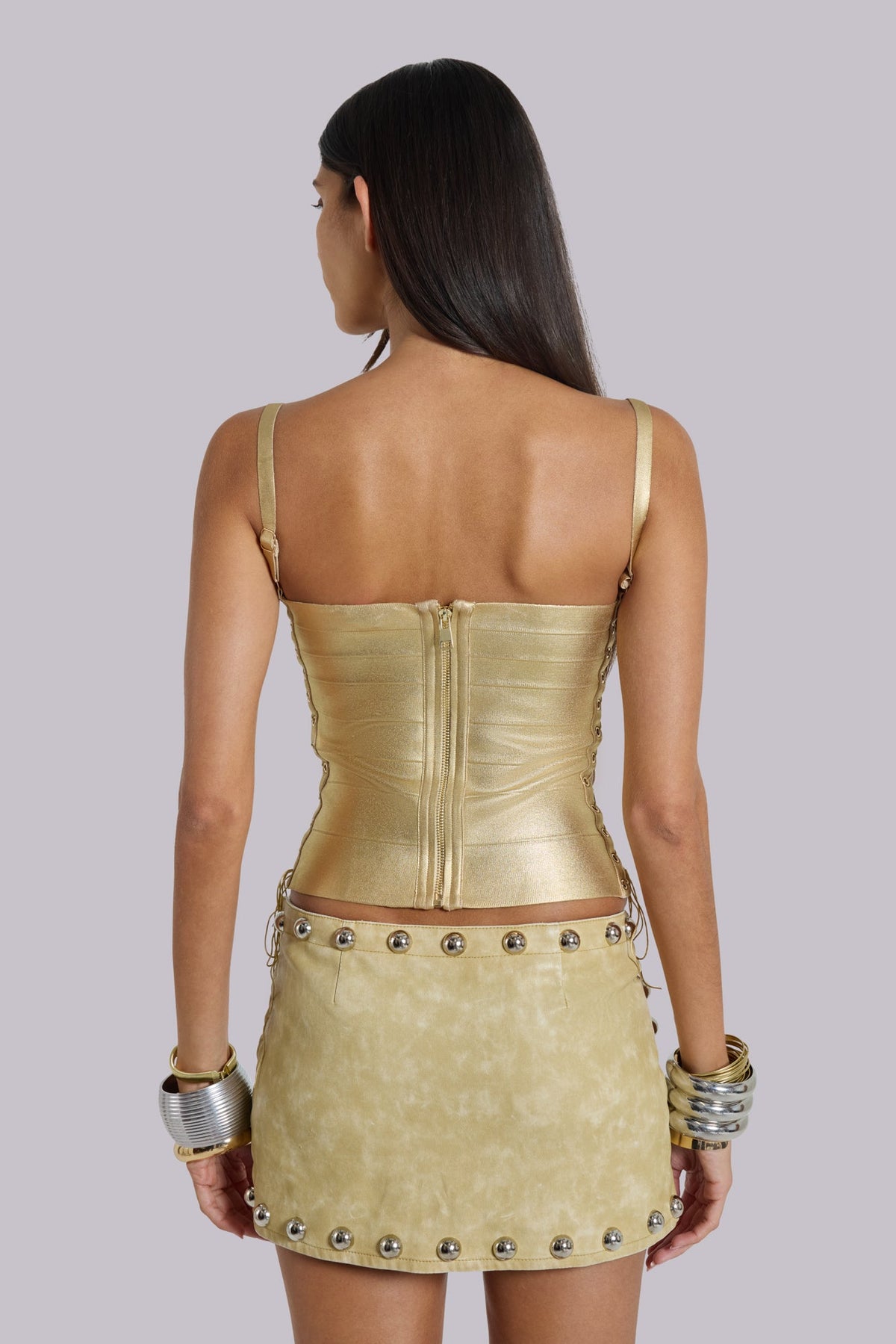 Vinta PU Leather Studded Mini Skirt