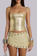 Vinta PU Leather Studded Mini Skirt