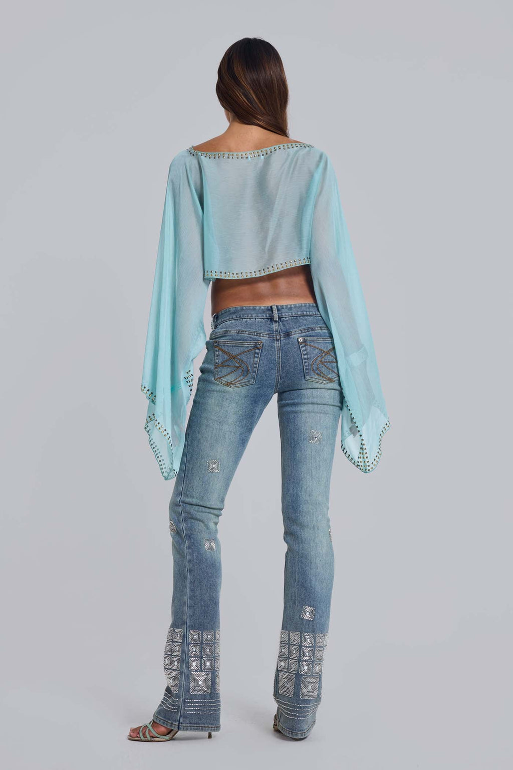 Hand-Beaded Bootcut Cooper Jeans
