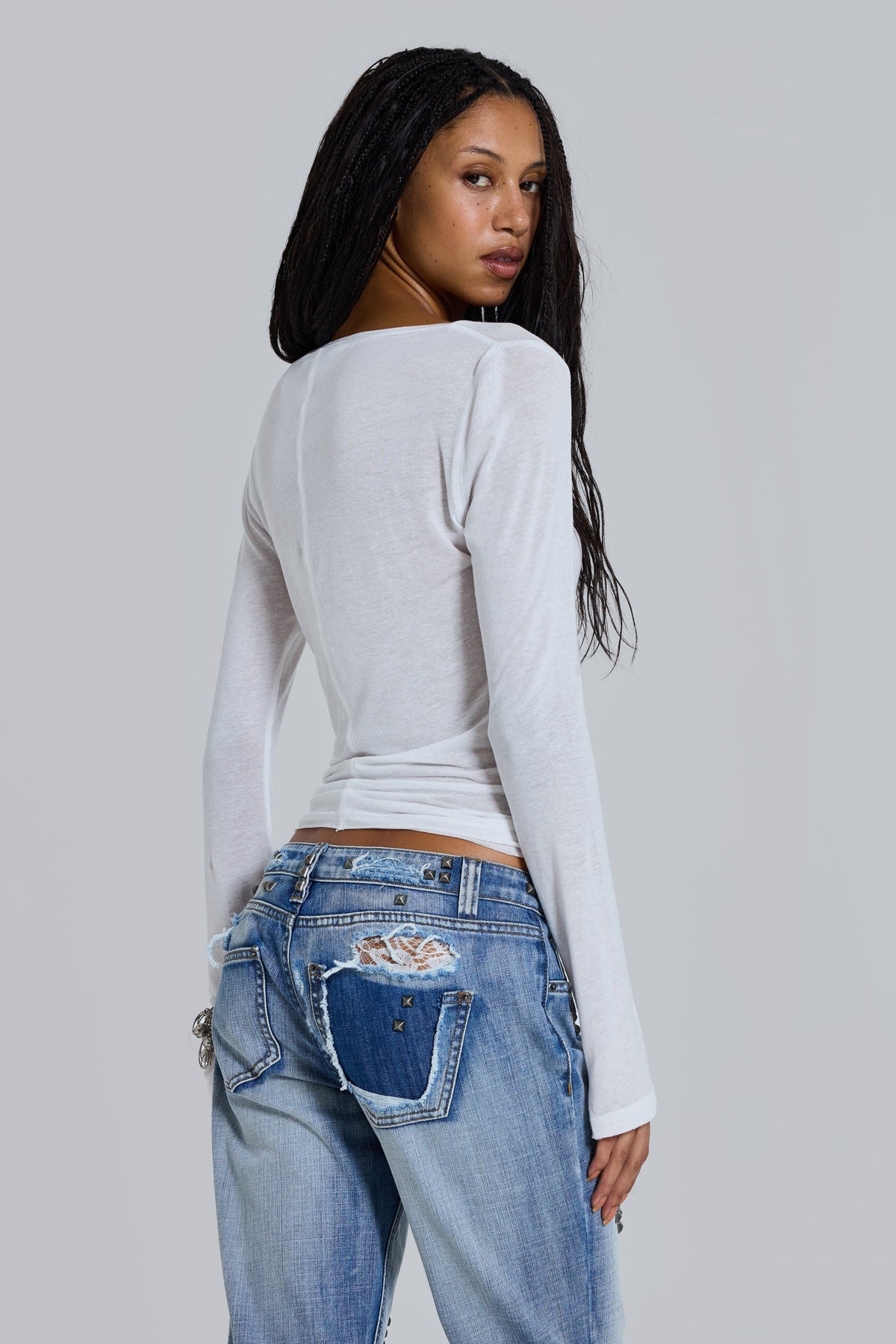White Mist V Neck Top