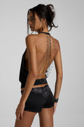 Alula Beaded Halter Backless Top
