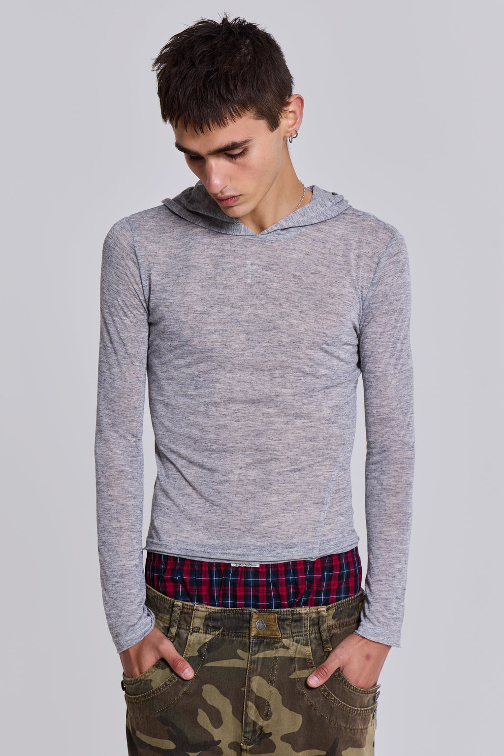 Sudadera con capucha Mist gris jaspeado