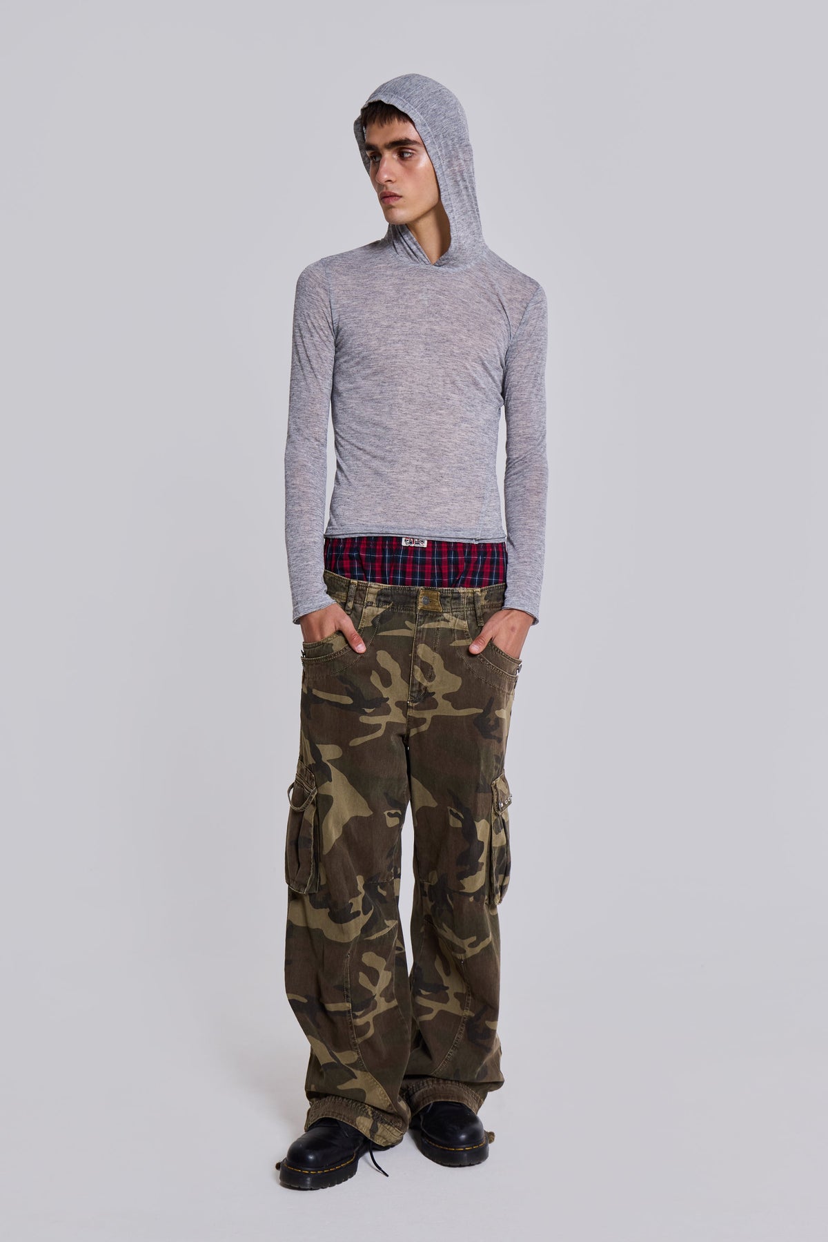 Sudadera con capucha Mist gris jaspeado