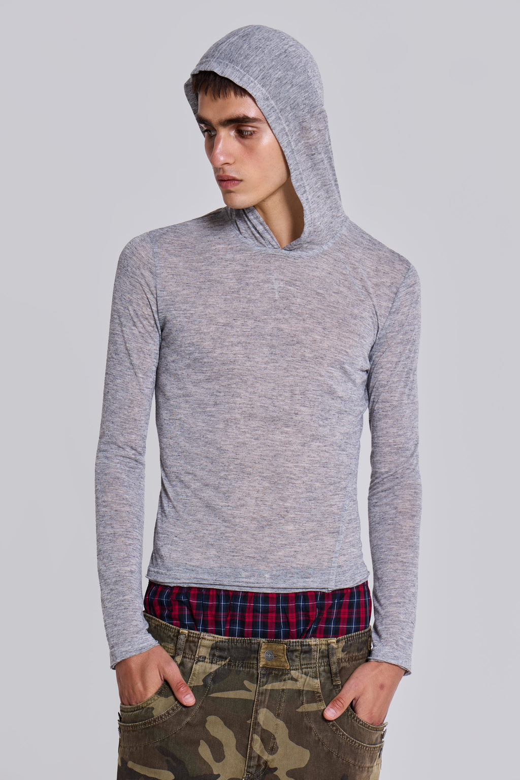 Sudadera con capucha Mist gris jaspeado