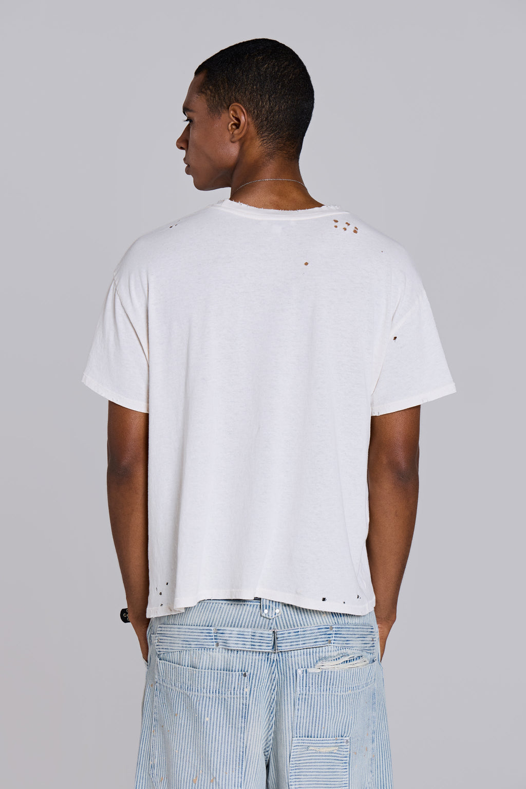 White Etching Cropped T-Shirt