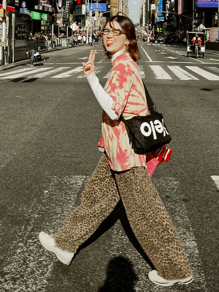 Jeana | Pantalones de leopardo de pierna ancha