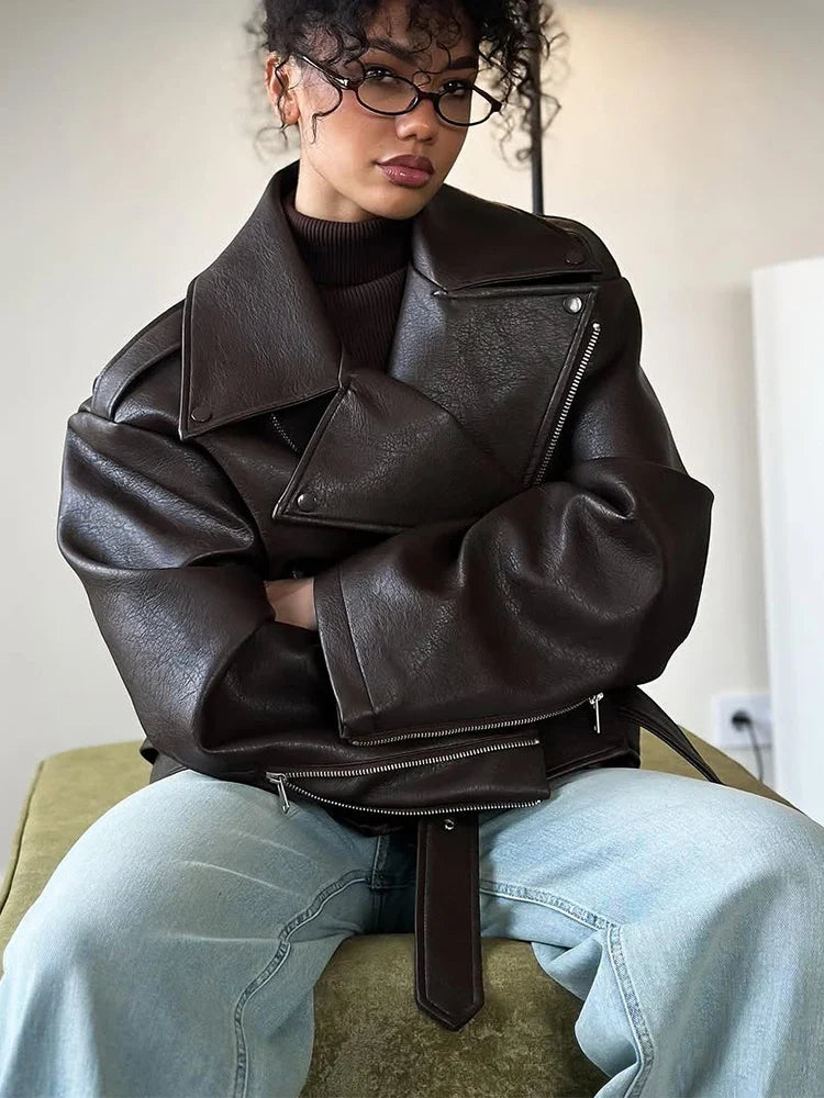 Monro | Chaqueta de cuero con cinturón