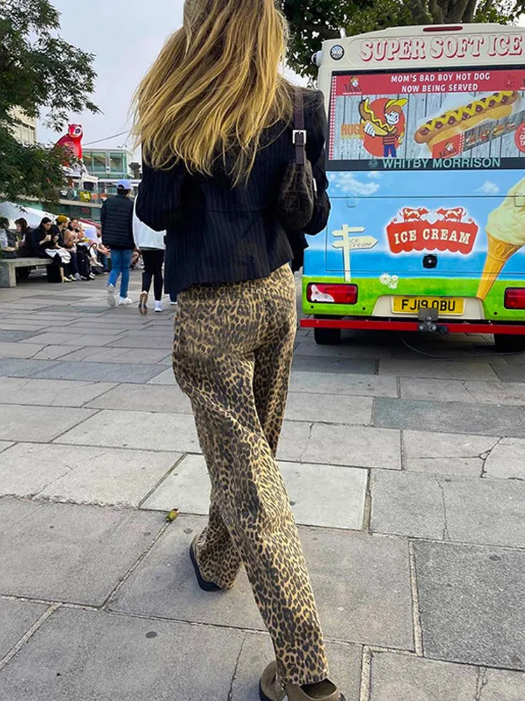 Jeana | Pantalones de leopardo de pierna ancha