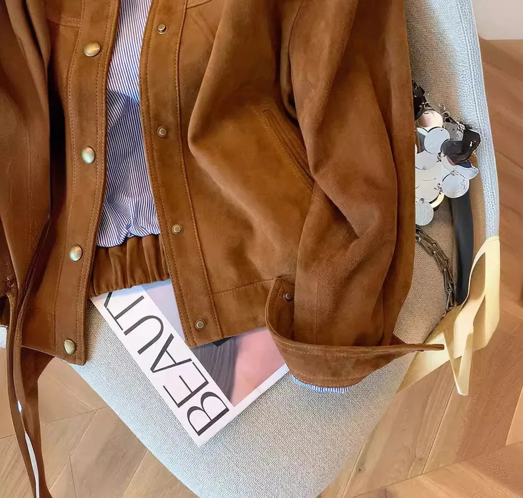 Elza | Chaqueta de ante sintético con cremallera