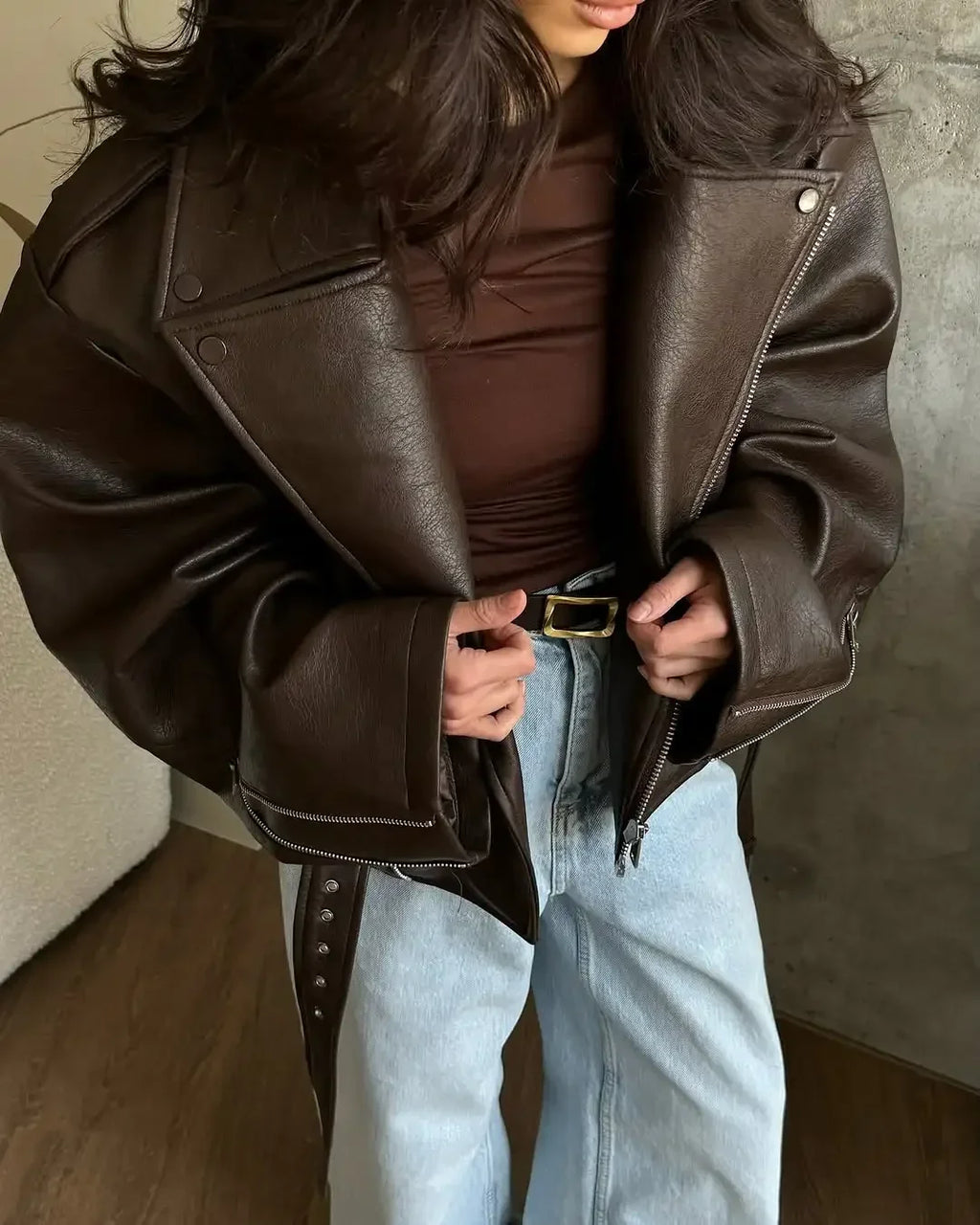 Monro | Chaqueta de cuero con cinturón