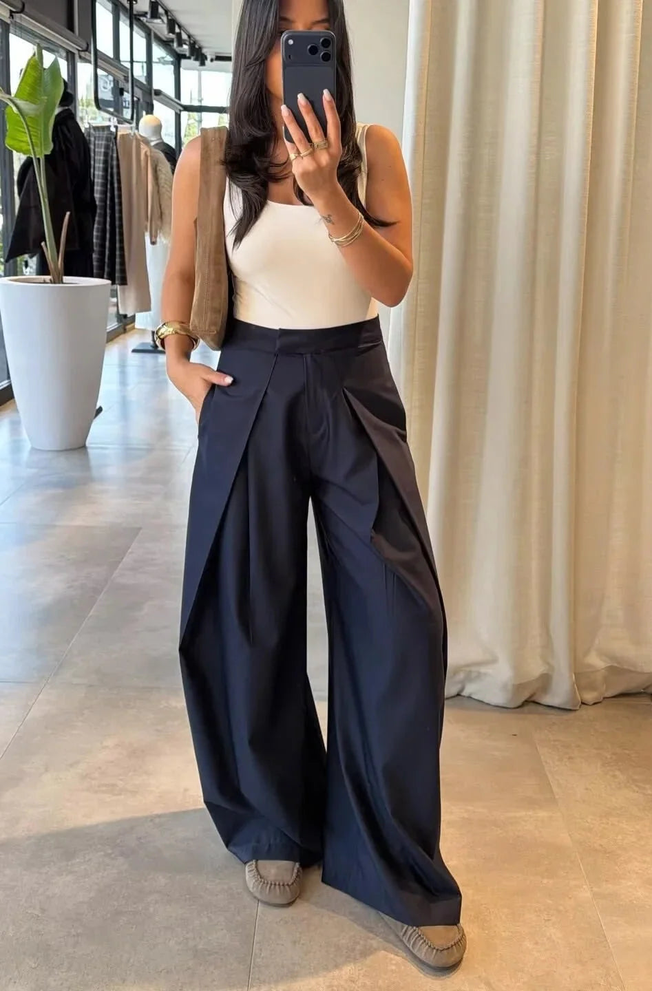 Mila | Pantalones de pierna ancha con cremallera
