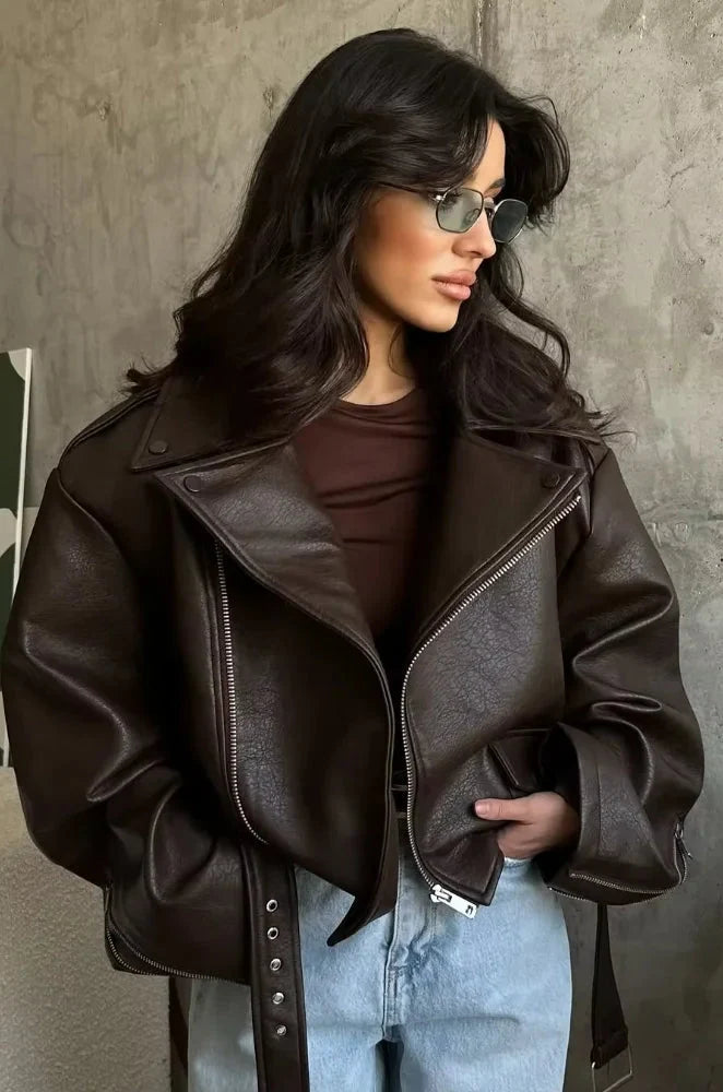 Monro | Chaqueta de cuero con cinturón