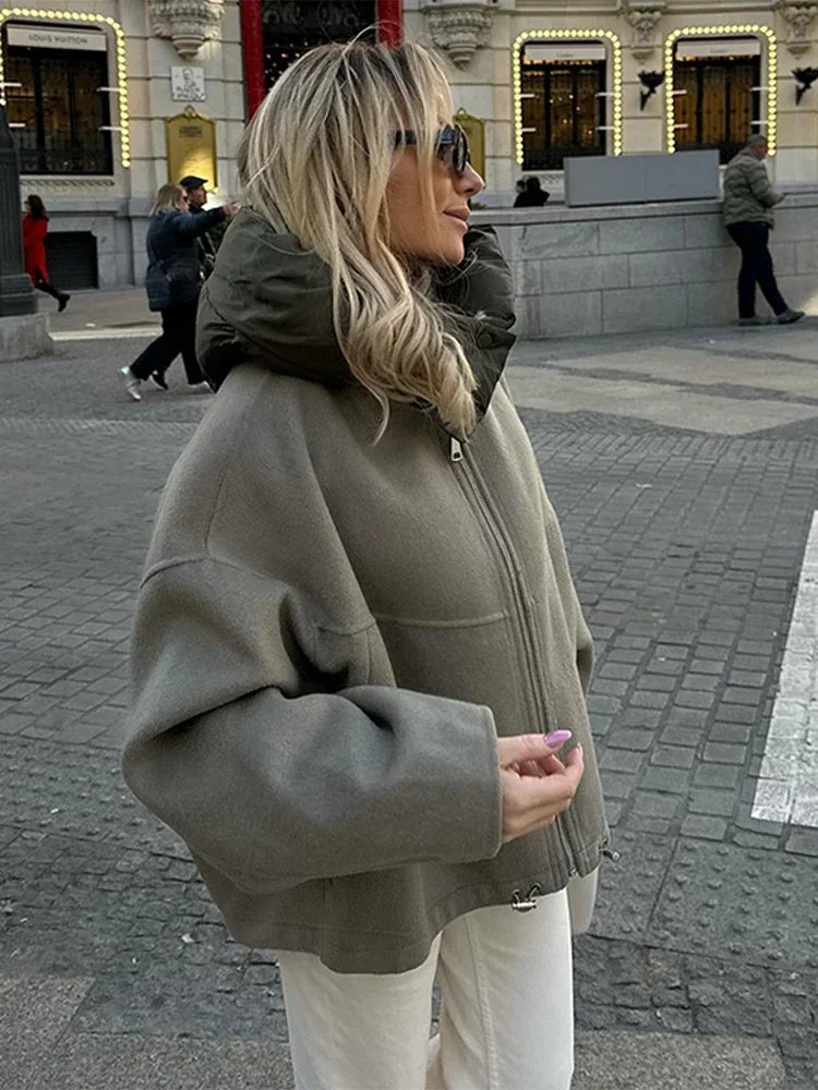 Maretto | Chaqueta de lana y algodón con cremallera