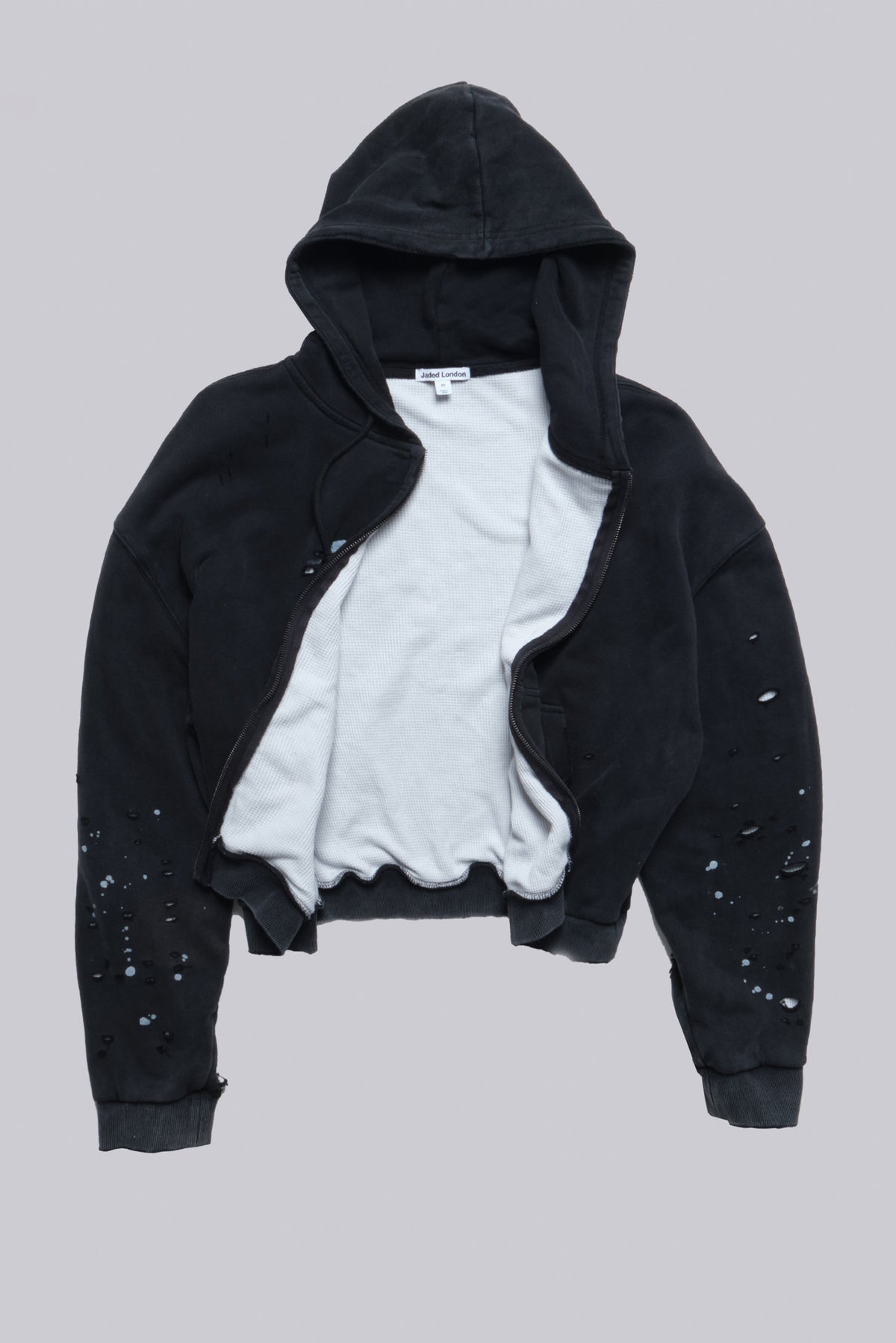 Sun Faded Waffle Zip Hoodie – Negro Lavado