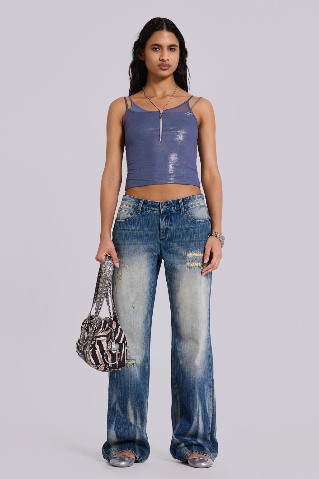 Lua Metallic Asymmetric Double Layer Top