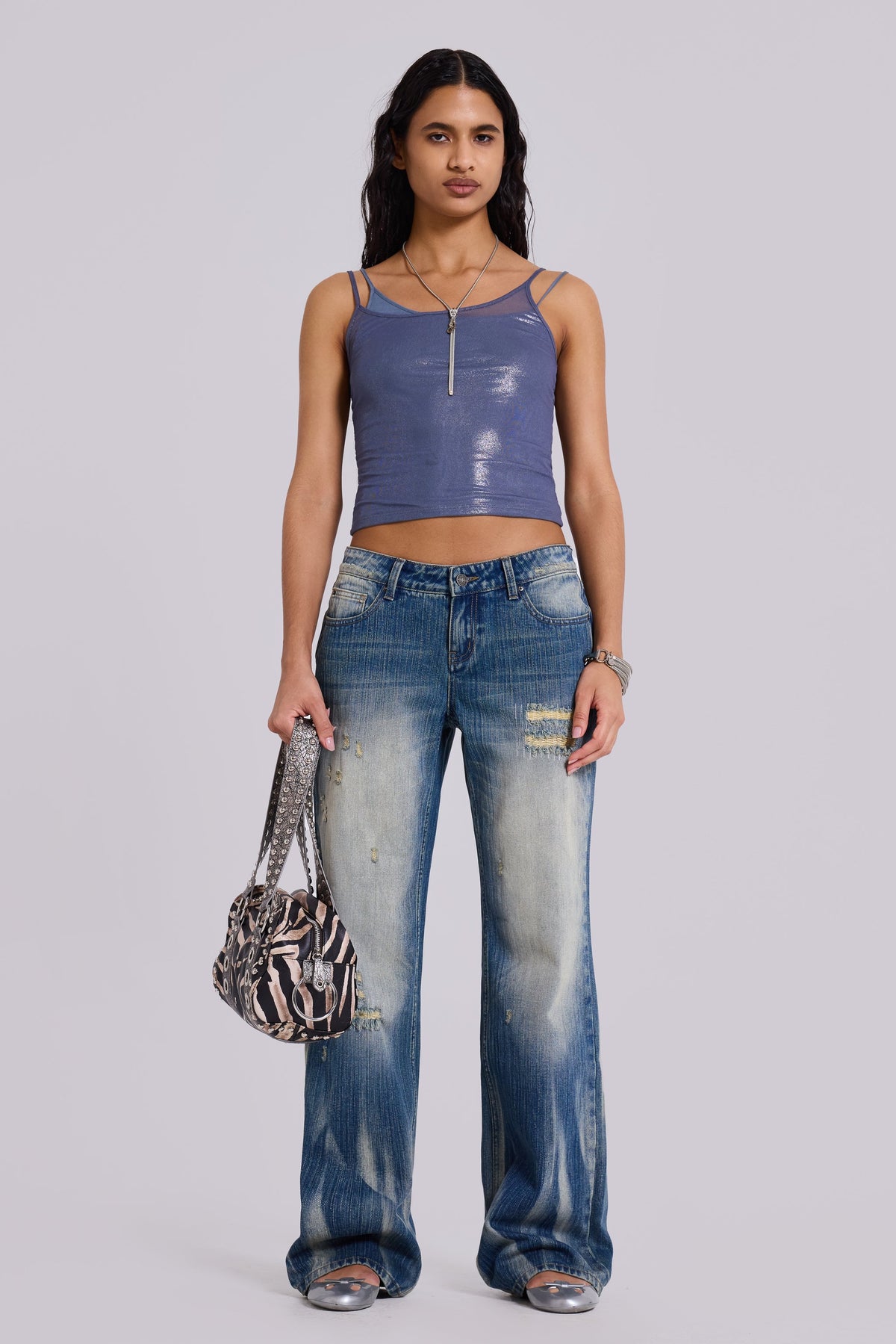 Lua Metallic Asymmetric Double Layer Top