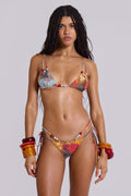 Top de bikini Jurema con aberturas con abalorios