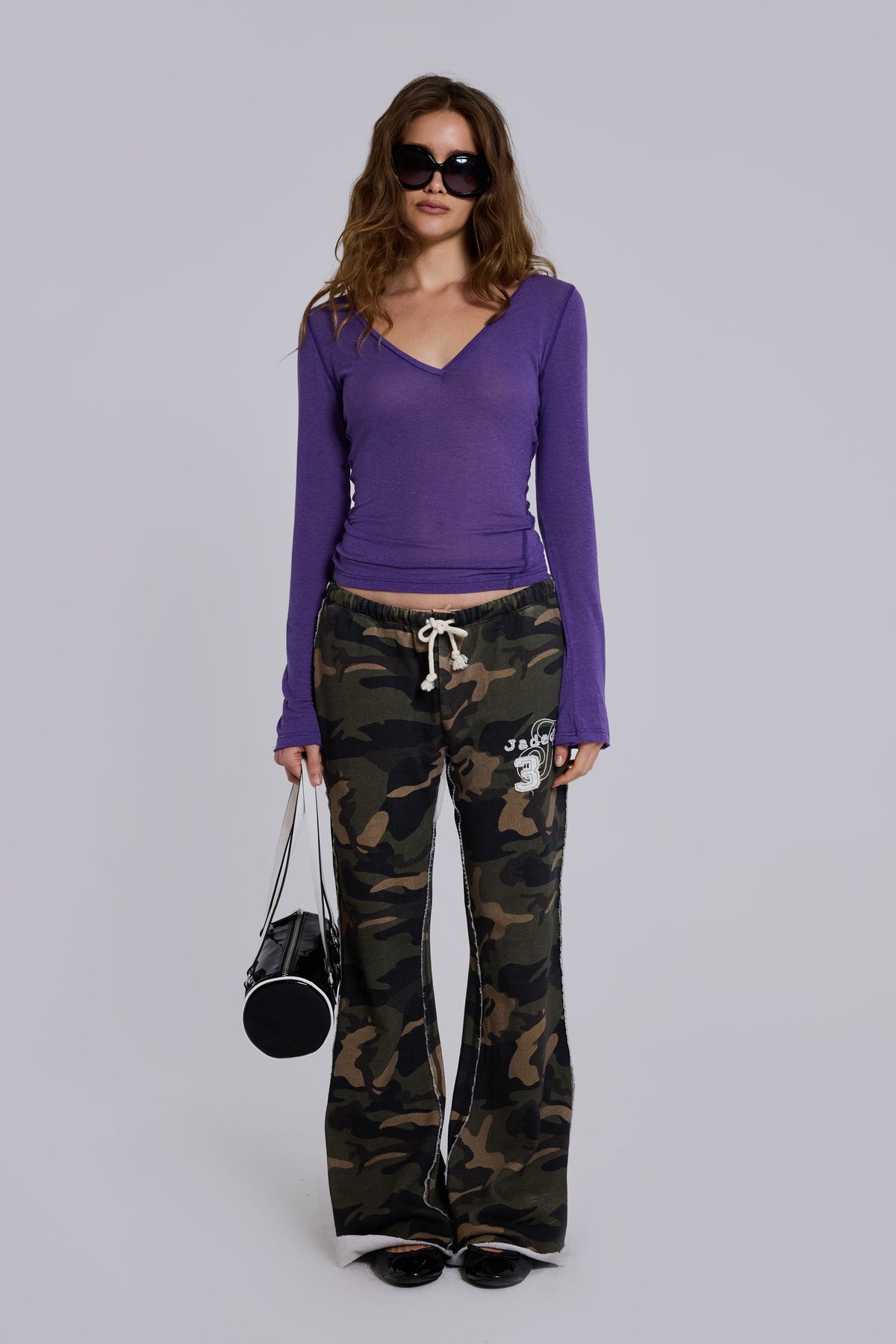 Cleo Slouchy Bootcut Jogger in Camo