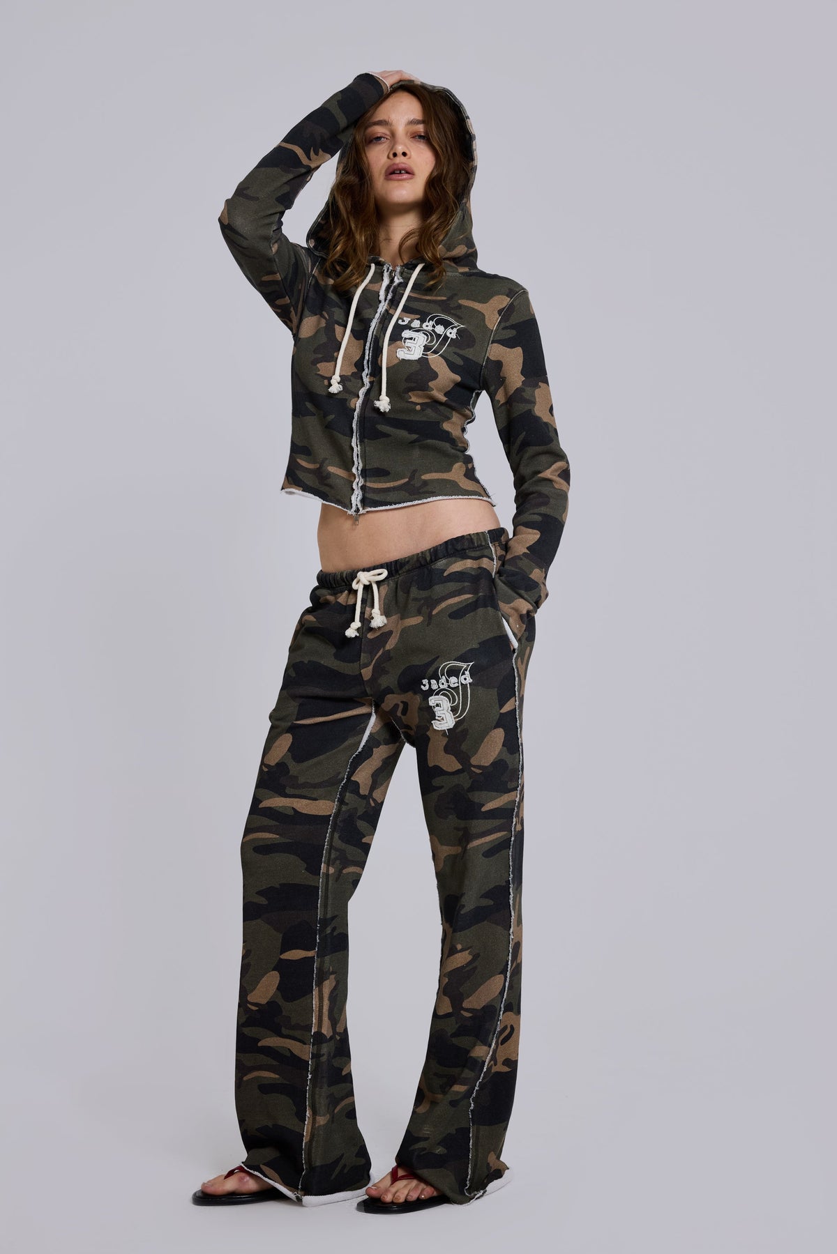 Cleo Slouchy Bootcut Jogger in Camo