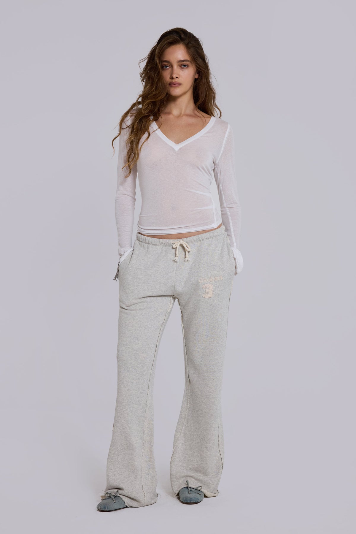 White Mist V Neck Top