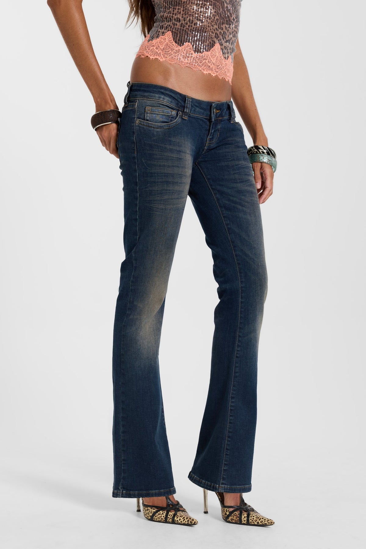 Kelsey Low Rise Slim Fit  Bootcut Jeans in Dark Wash