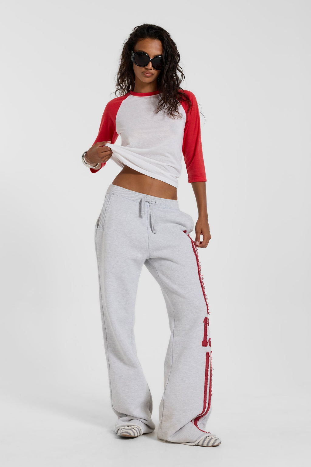 Red Los Angeles Slim Raglan Top