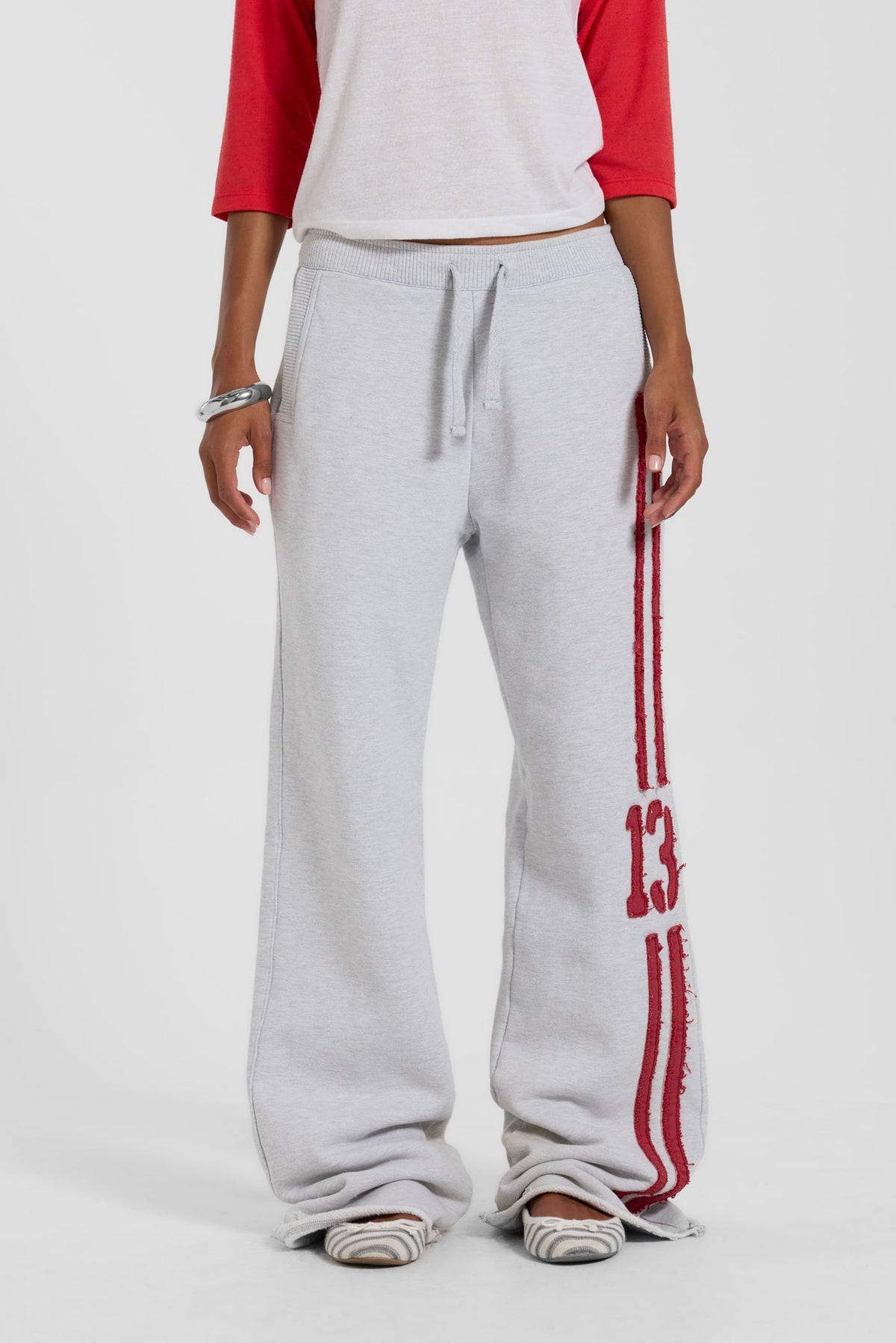13 Stripe Straight Jogger in Grey Marl