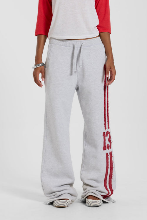 13 Stripe Straight Jogger in Grey Marl