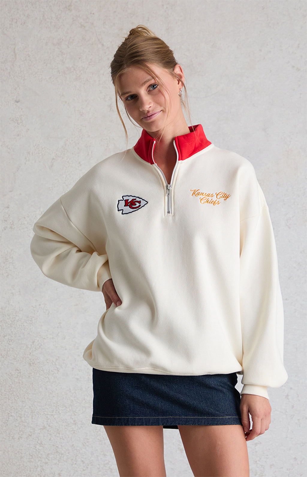 Sudadera polar con cremallera de un cuarto WILD COLLECTIVE x NFL Kansas City Chiefs