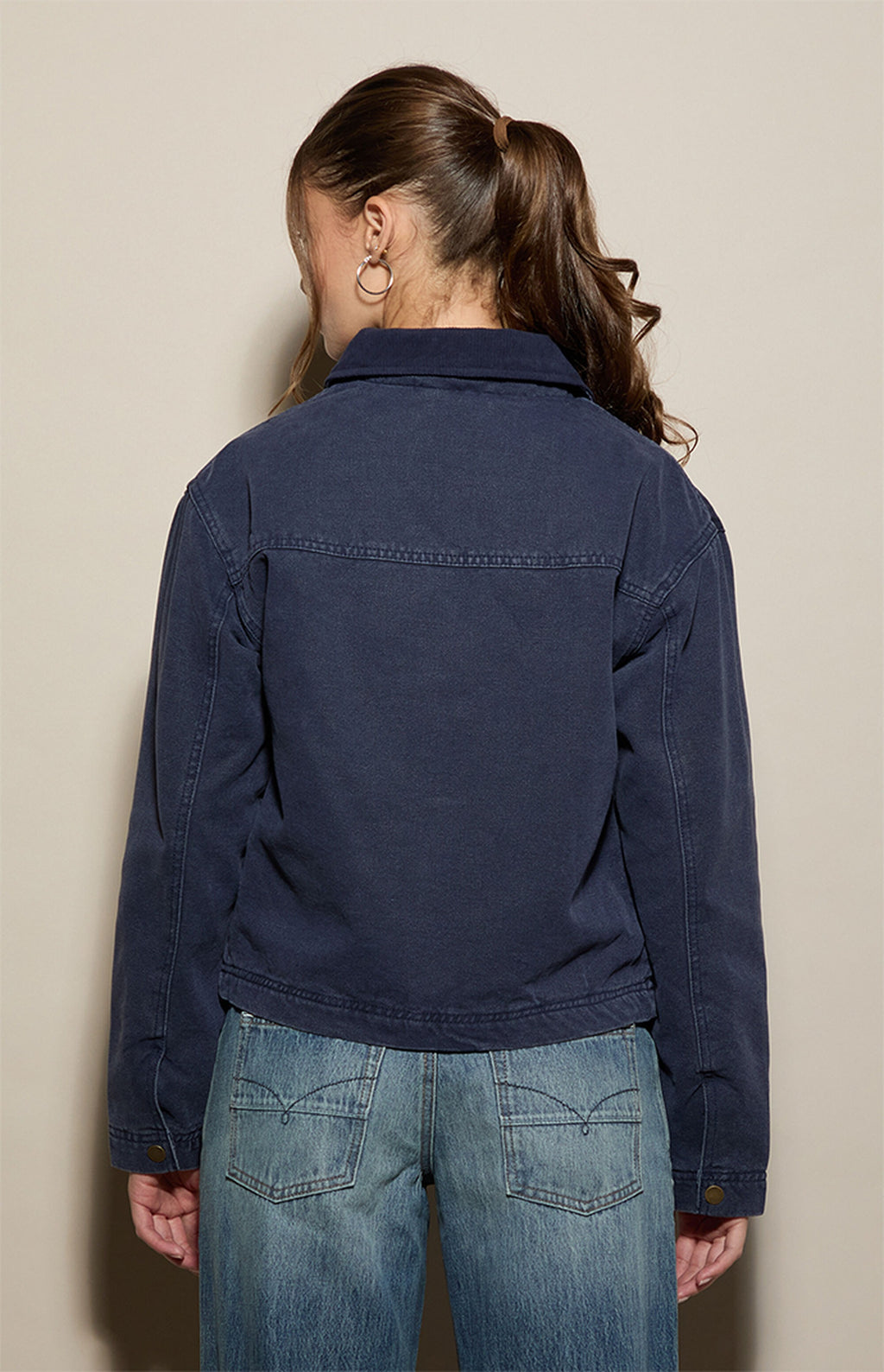 Chaqueta estilo granjero con cuello en contraste
