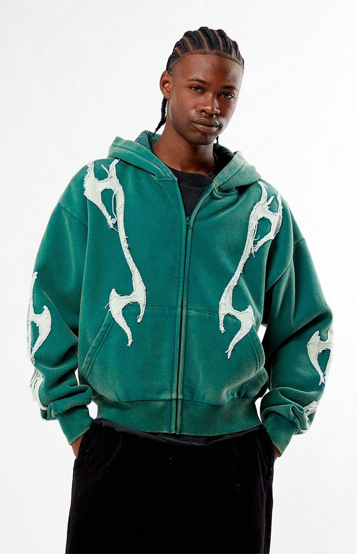 Sudadera corta con cremallera completa