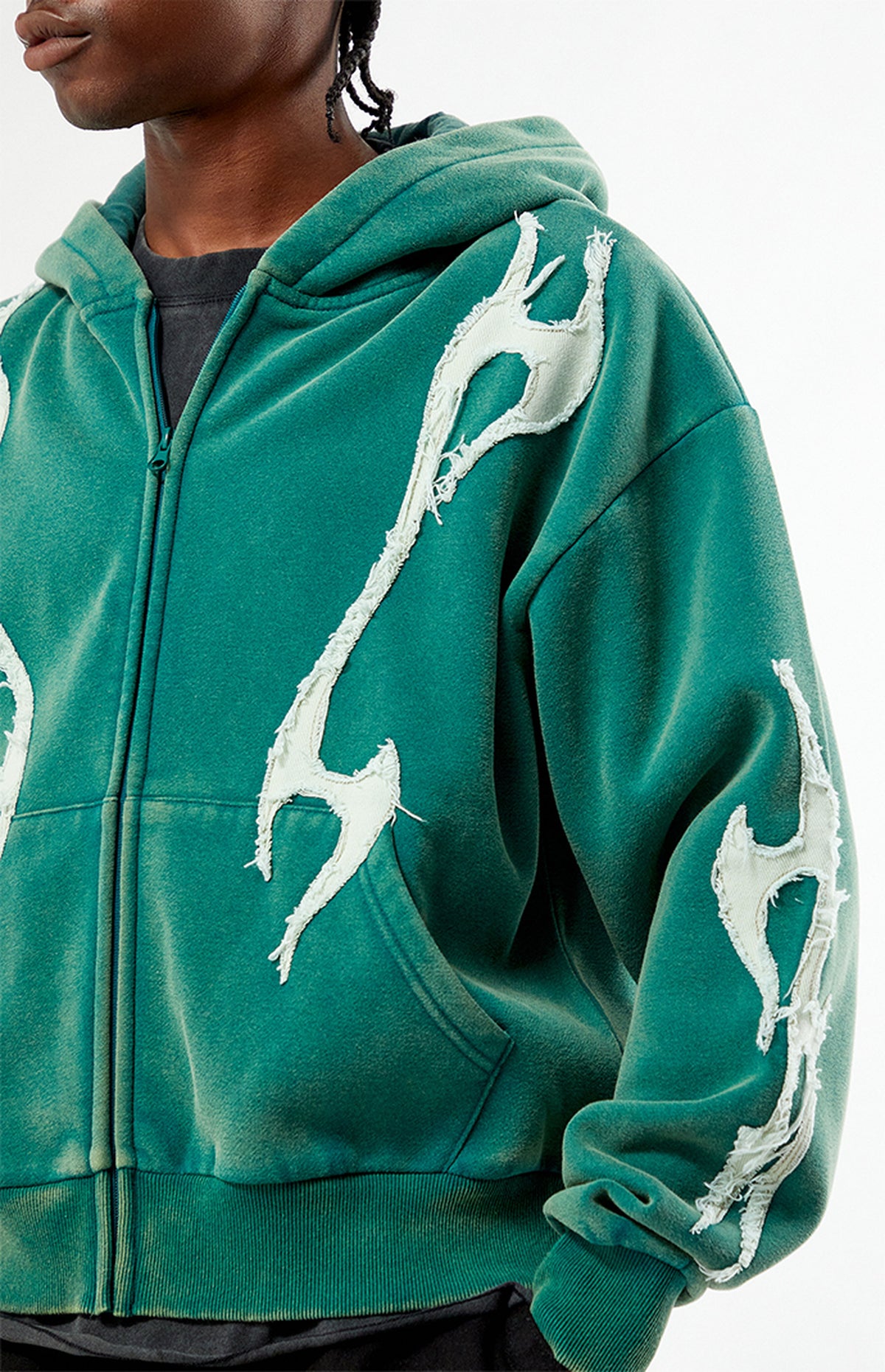 Sudadera corta con cremallera completa