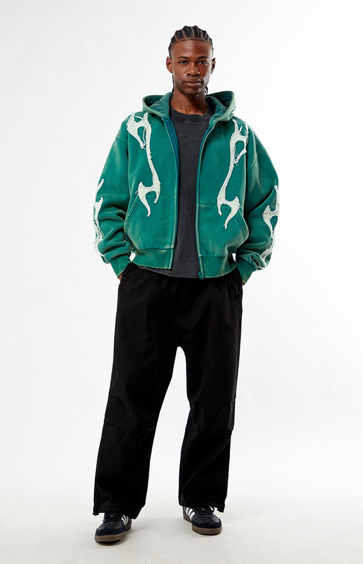 Sudadera corta con cremallera completa