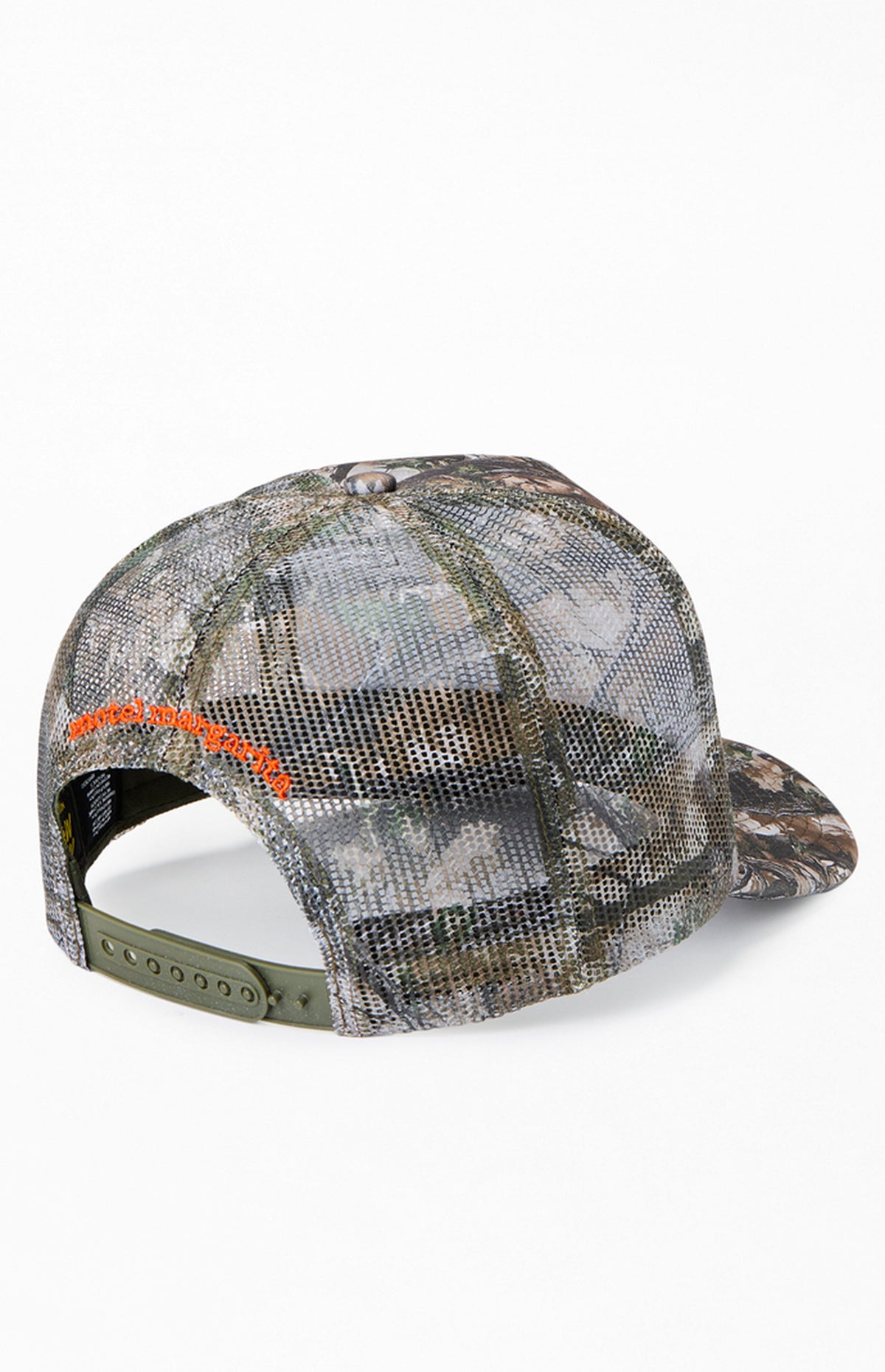 Gorra de camionero con estampado de camuflaje del Motel Margarita Heritage
