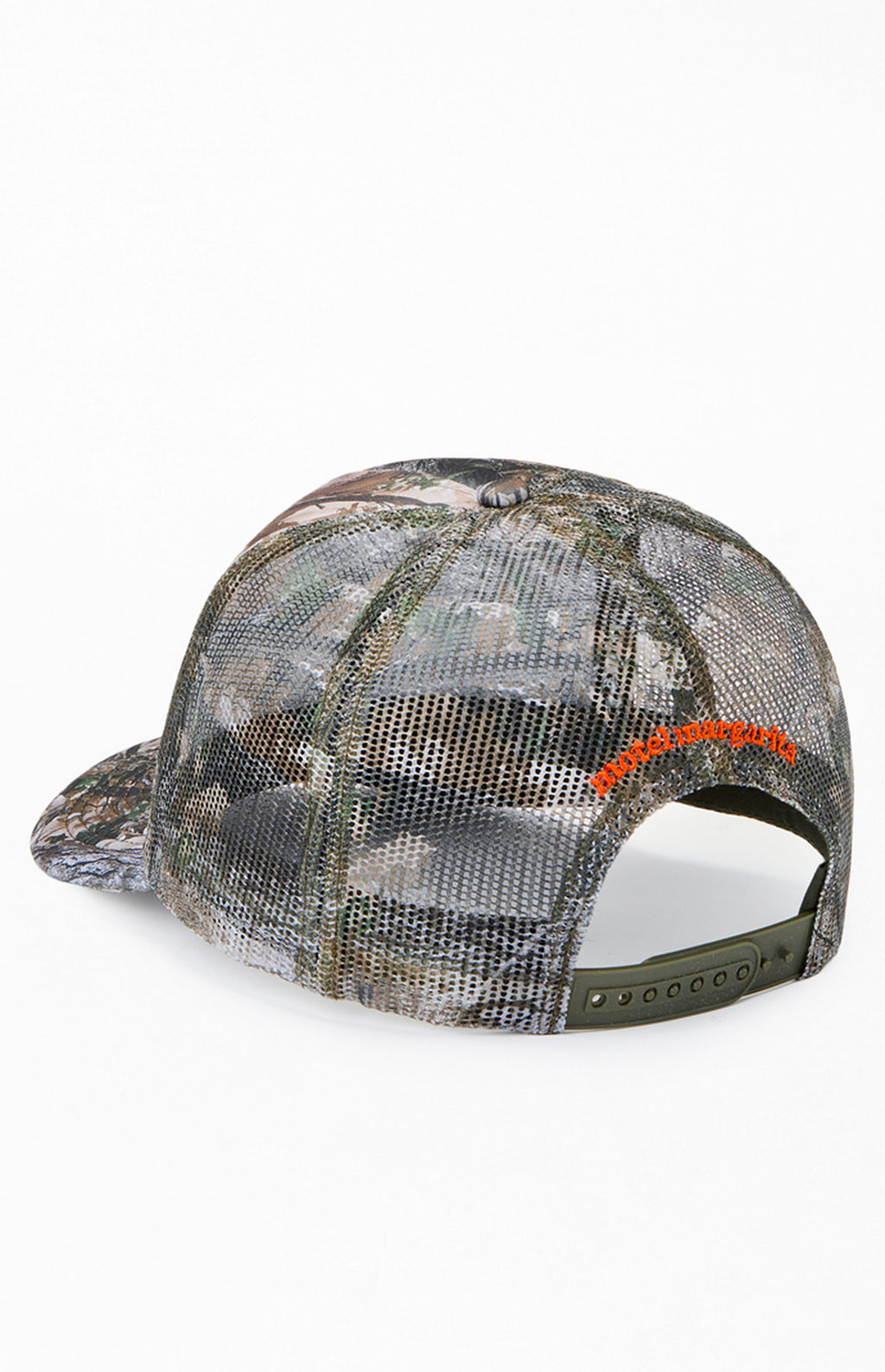 Gorra de camionero con estampado de camuflaje del Motel Margarita Heritage